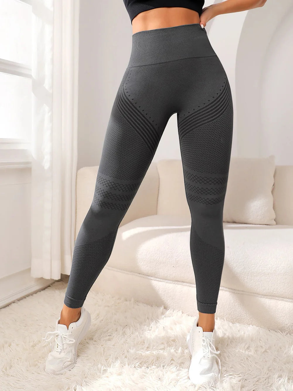 High Waisted Sculpting Yoga Pants – Women’s Stretch Fitness Leggings with Contouring Design (Running & Workout)