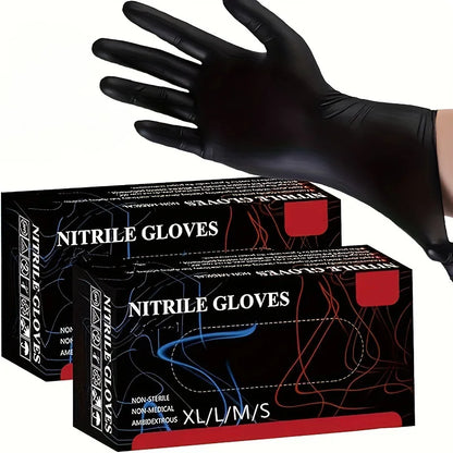 100PCS Disposable Black Nitrile Gloves for Household Use Latex Free Powder Free Gloves