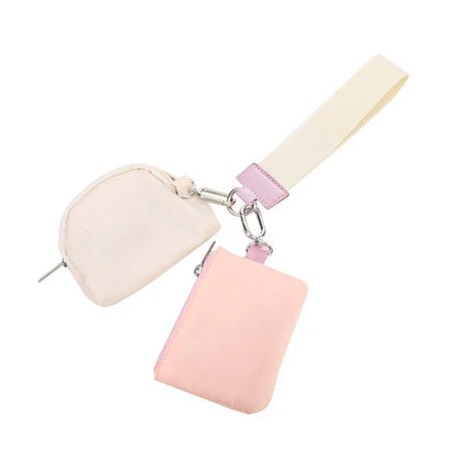 Double Pouch Wristlet Wallet – Small Zipper Keychain Coin Purse for Women Who Need All the Pockets