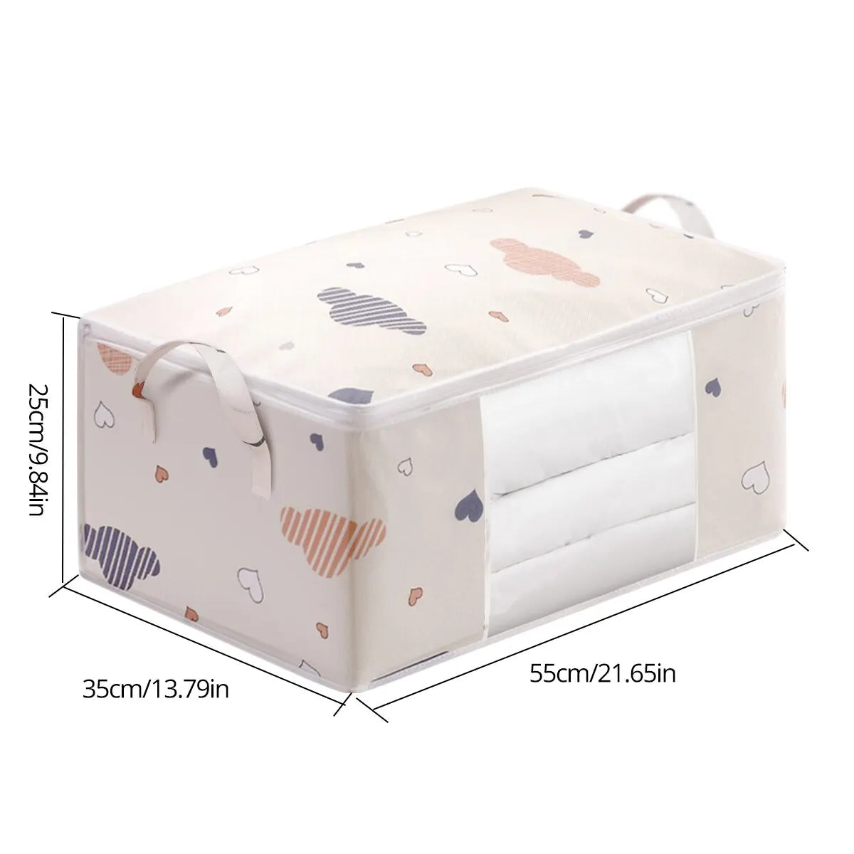 Large Capacity Clothes Storage Bag – Foldable Blanket & Bedding Organizer with Zipper & Reinforced Handles