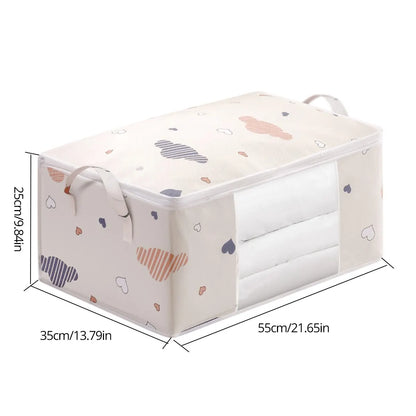 Large Capacity Clothes Storage Bag – Foldable Blanket & Bedding Organizer with Zipper & Reinforced Handles