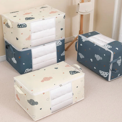 Large Capacity Clothes Storage Bag – Foldable Blanket & Bedding Organizer with Zipper & Reinforced Handles