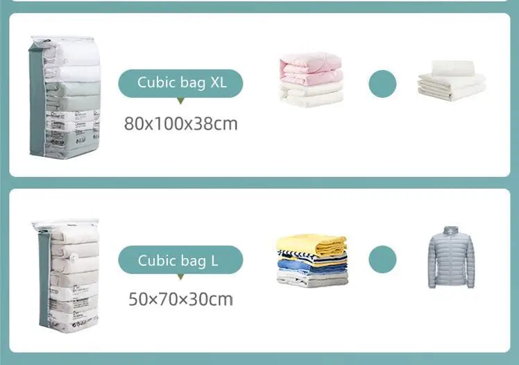 No-Pump Vacuum Storage Bags – Large Compression Bags for Clothes & Blankets (Space-Saving, Dust-Proof)
