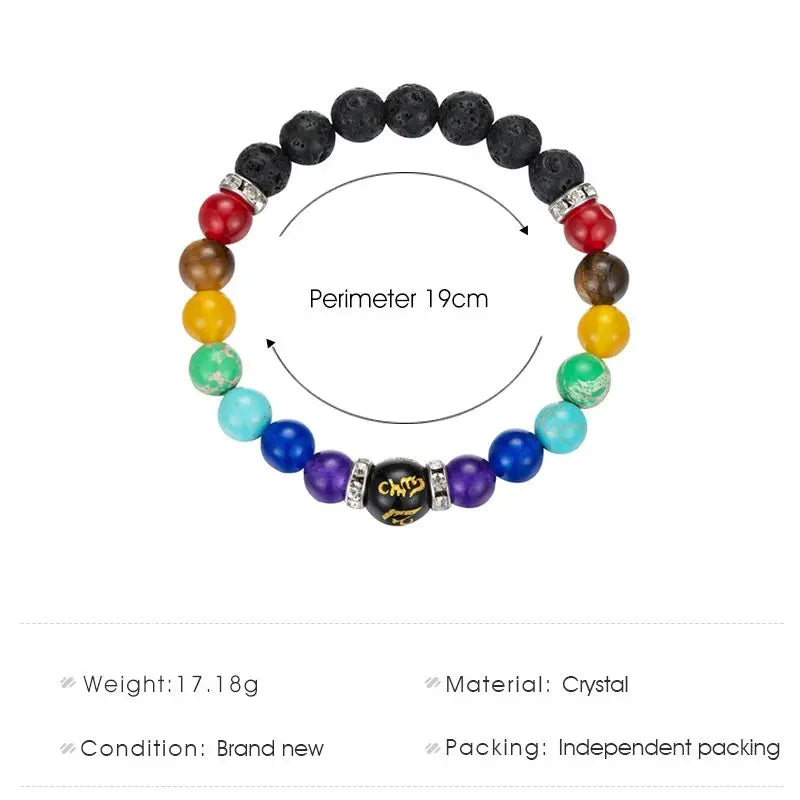 2pcs 7 Chakra Bracelet with Meaning Cardfor Men Women Natural Crystal Healing Anxiety Jewellery Mandala Yoga Bracelet Gift