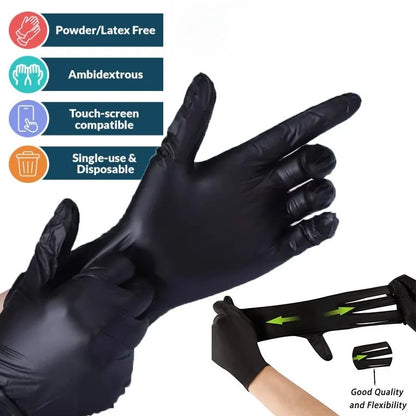 100PCS Disposable Black Nitrile Gloves for Household Use Latex Free Powder Free Gloves