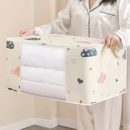 Large Capacity Clothes Storage Bag – Foldable Blanket & Bedding Organizer with Zipper & Reinforced Handles