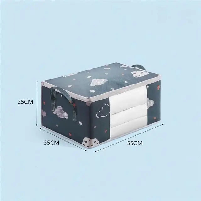 Large Capacity Clothes Storage Bag – Foldable Blanket & Bedding Organizer with Zipper & Reinforced Handles