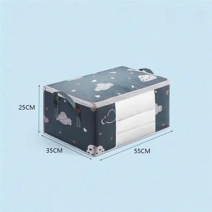 Large Capacity Clothes Storage Bag – Foldable Blanket & Bedding Organizer with Zipper & Reinforced Handles
