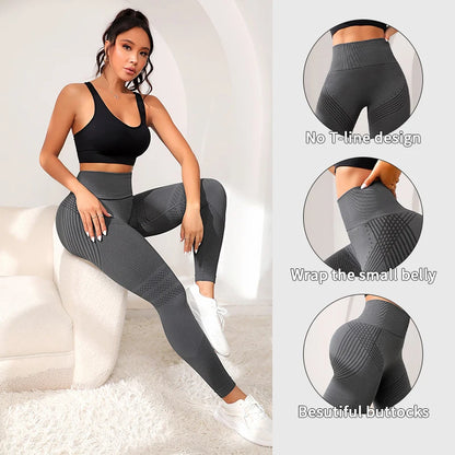 High Waisted Sculpting Yoga Pants – Women’s Stretch Fitness Leggings with Contouring Design (Running & Workout)