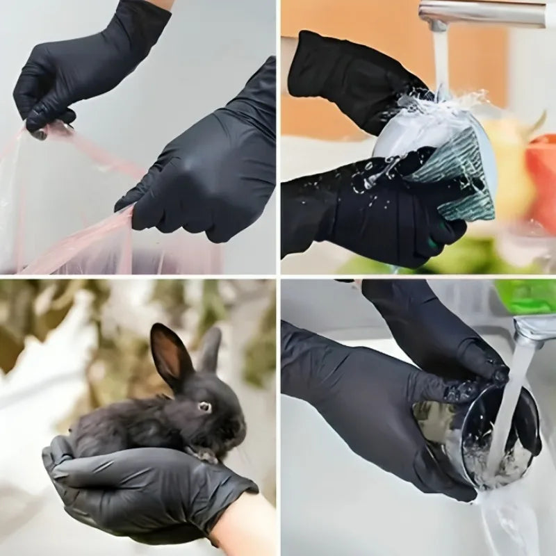 100PCS Disposable Black Nitrile Gloves for Household Use Latex Free Powder Free Gloves