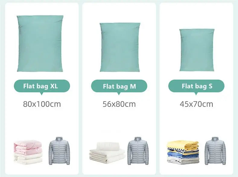 No-Pump Vacuum Storage Bags – Large Compression Bags for Clothes & Blankets (Space-Saving, Dust-Proof)
