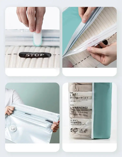 No-Pump Vacuum Storage Bags – Large Compression Bags for Clothes & Blankets (Space-Saving, Dust-Proof)